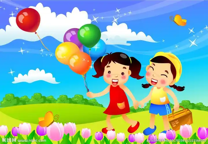 手拉手的卡通女孩图片