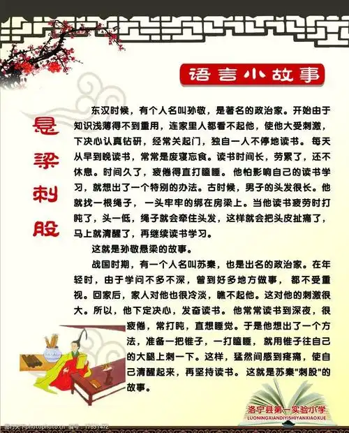 关键词:书香校园悬梁刺股 成语故事矢量素材 成语 故事 立志 展板