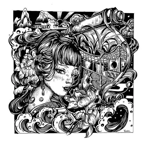 黑白装饰画—传统国风主题示范课稿