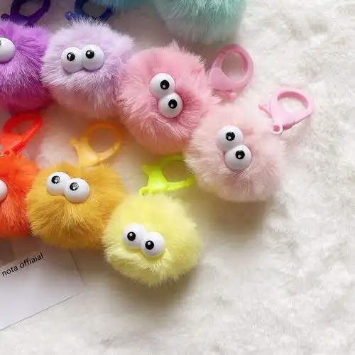 可爱毛绒球球挂饰少女心可爱大眼睛卡通钥匙扣毛毛挂件书包配饰 fish