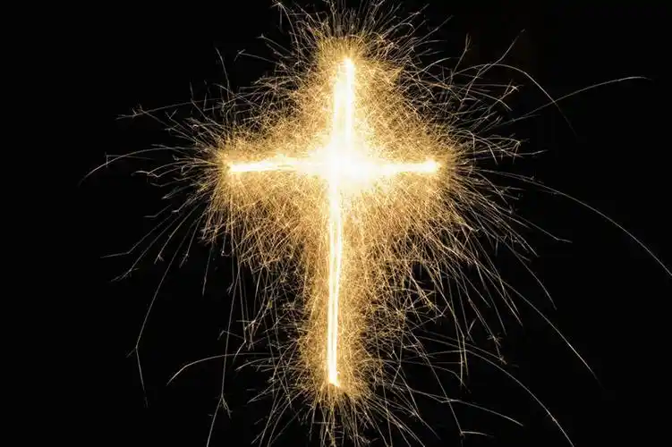 特写,夜晚,长时间曝光,仰视,幸福,烟火,飞溅,黑色背景,节日,溅,十字架