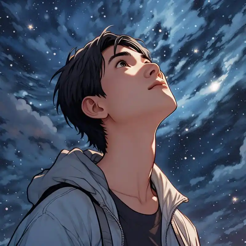 动漫男生仰望星空90