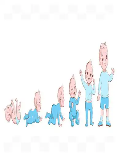 坐着走,矢量卡通第一年的人物婴儿成长过程生命周期分阶段发展,孩子从