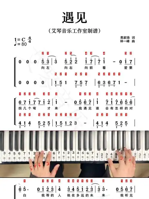 钢琴弹奏《遇见》简谱 动态谱