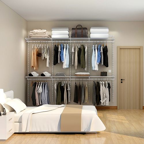 8m宽美美达斯开放式衣帽间置物架整体衣橱卧室衣柜定制走入式衣柜