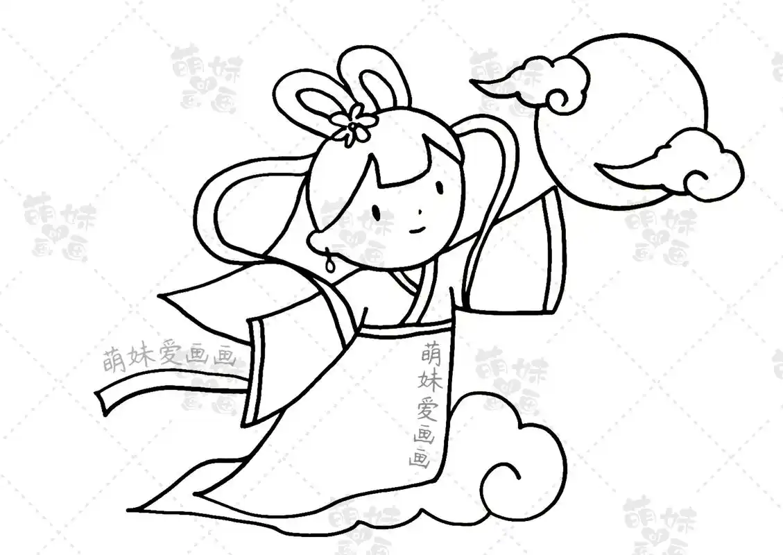 第二款简笔画:玉兔贺中秋第三款简笔画:嫦娥玉兔欢迎大家点赞,收藏