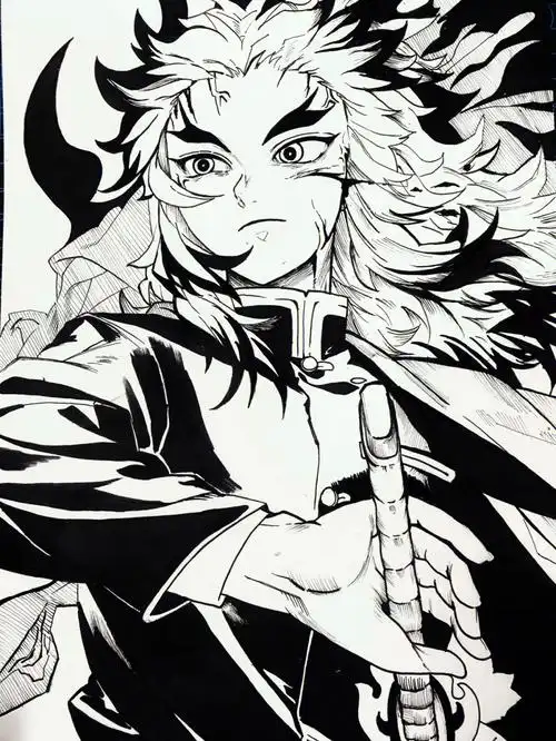 手绘鬼灭之刃炎柱炼狱杏寿郎