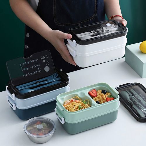 304不锈钢保温多层饭盒带汤碗上班族女款餐盒日式多层分格便当盒