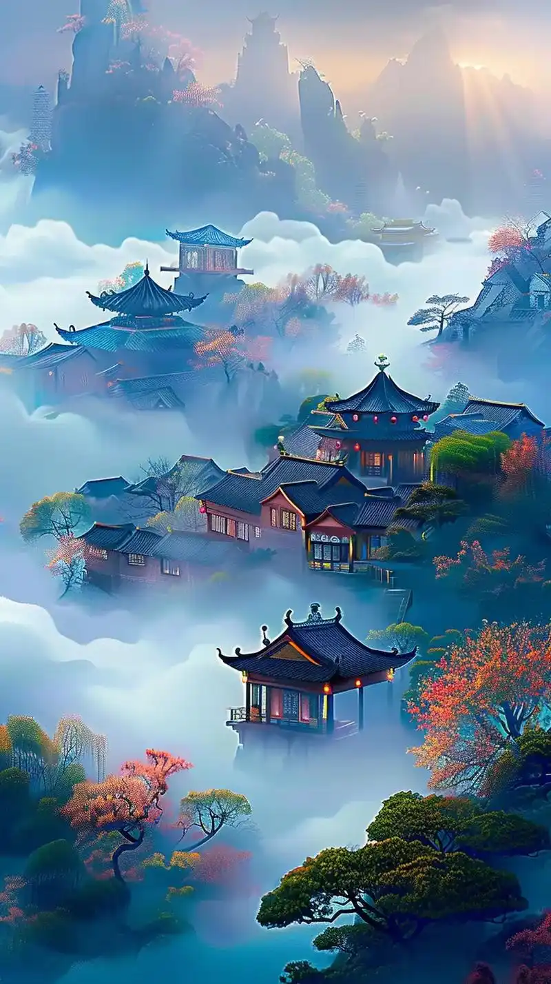 高清手机壁纸 《传说中的仙境》传说中天宫是神仙居所,金碧辉煌 - 抖