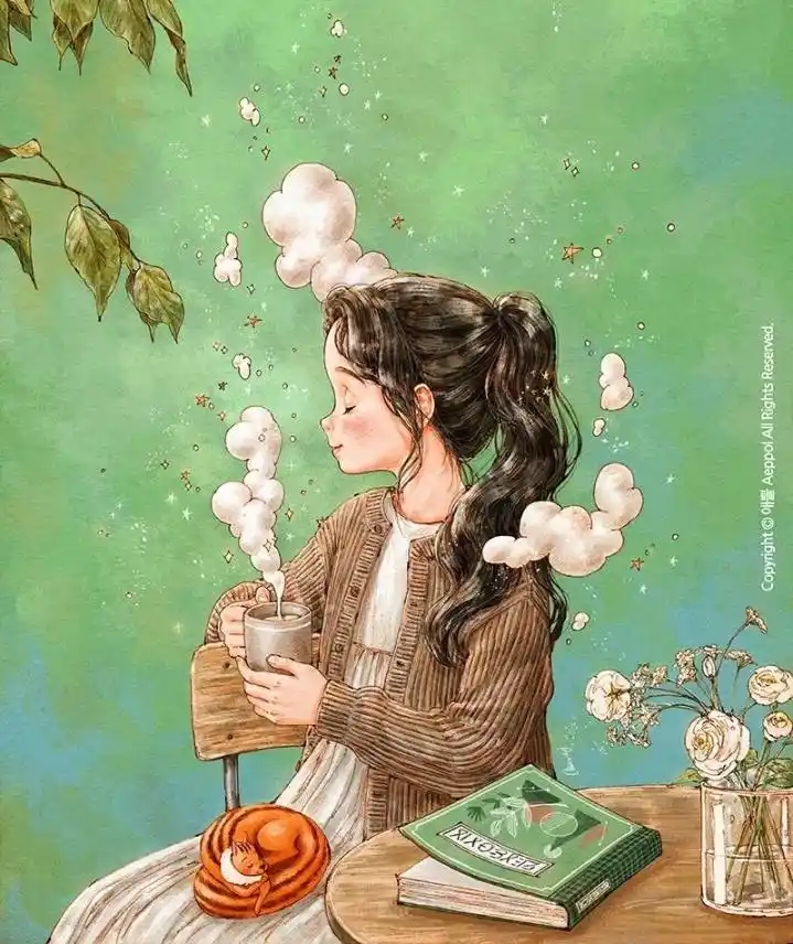 aeppol|森系女孩水彩插画