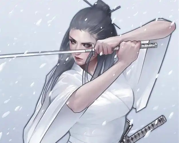 幻想女孩,和服,武士刀,艺术画 iphone 壁纸