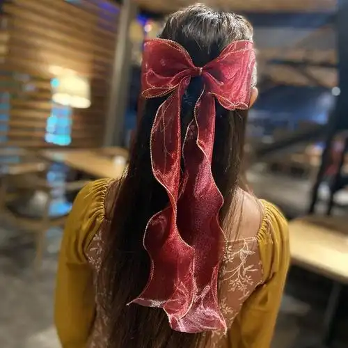 发带女外出气质飘带加长可编发饰超仙公主发卡后脑勺