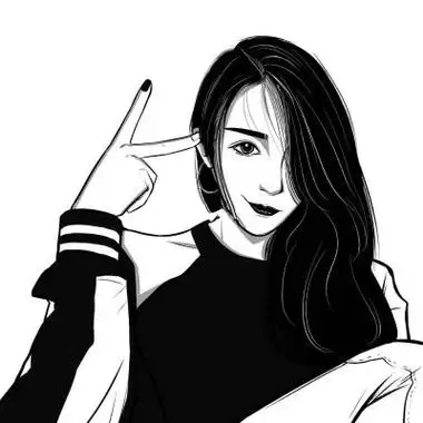 黑白手绘女头女生头像