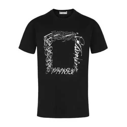 纪梵希 黑色手写印花修身男士短袖t恤 bm70wp3002【正品 价格 图片】