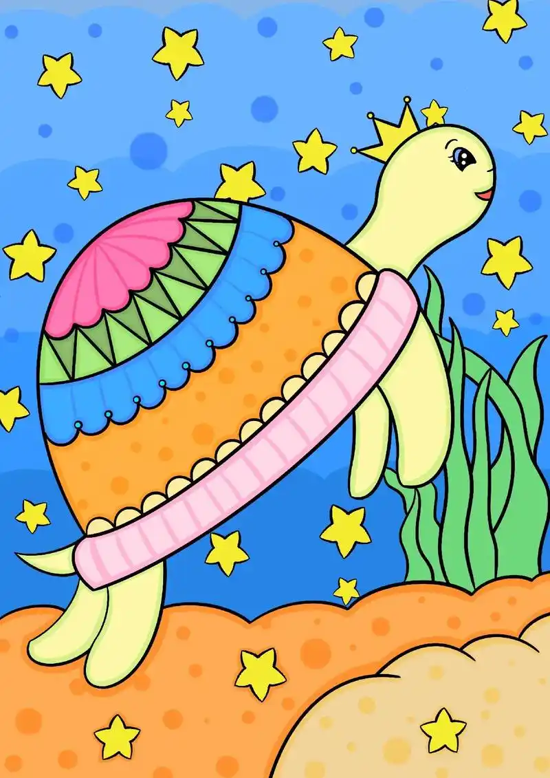 今天我们画海龟,点赞收藏起来哦#儿童画 #画画  - 抖音