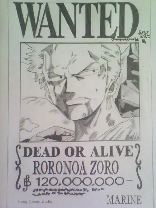 海贼王索隆手绘简笔画海贼王索隆通缉令简笔画海贼王简笔画之索隆优质