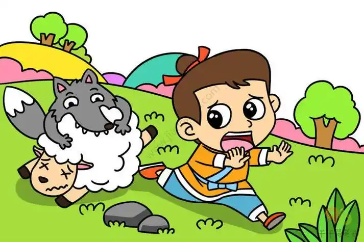 狼来了故事简笔画四格