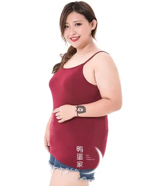 大码吊带背心女胖mm加肥加大打底200斤t恤宽松显瘦莫代尔内搭黑色-图3