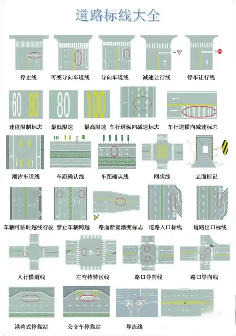 总结科目一全的标线标志!收藏一波!小编为大家整合科目一 - 抖音