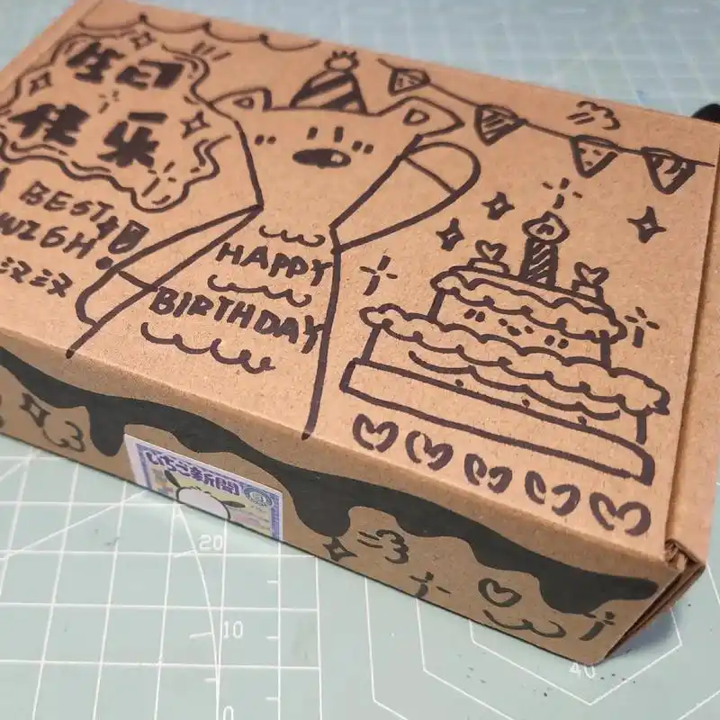 手绘生日礼物包装盒|涂鸦.#手绘 #涂鸦 #生日礼物 #手工 - 抖音