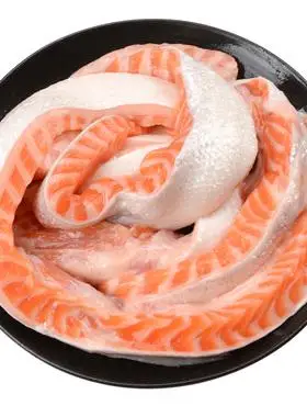 三文鱼腩条500g鱼油中段腹肉三文鱼 新鲜鱼腩 整条边腩边角料人吃