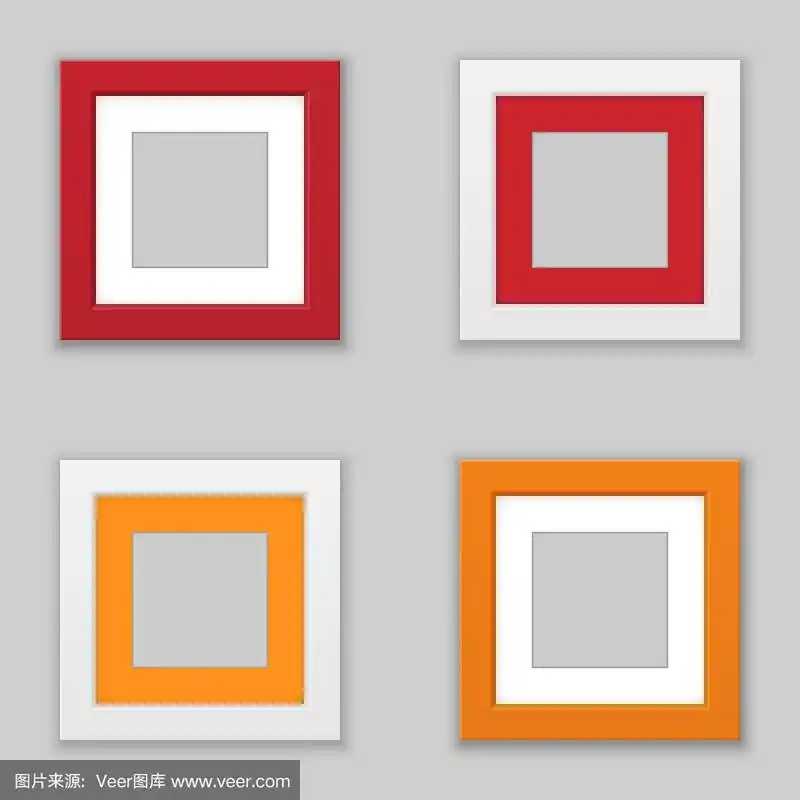逼真的正方形图片框架集