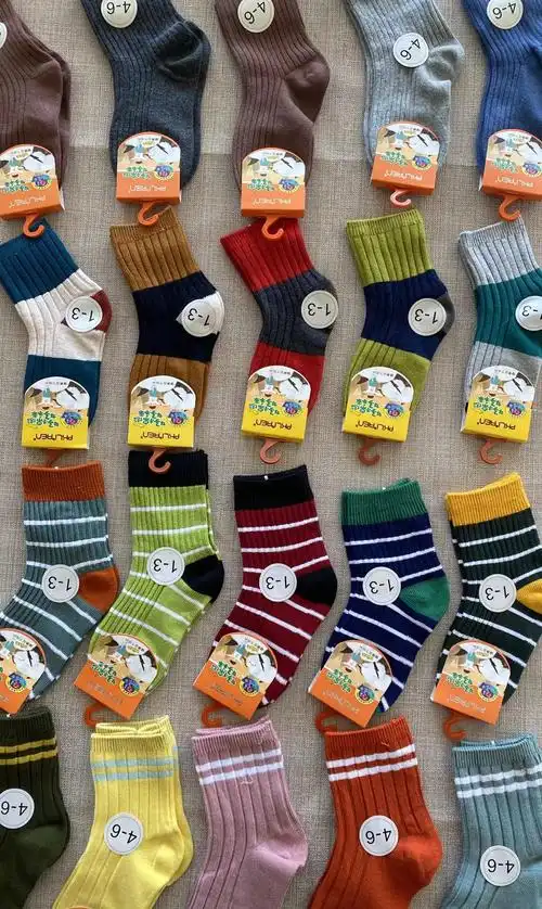 库存尾货 精品儿童袜 条纹双杠小孩袜 秋冬款 宝宝袜子断码处理