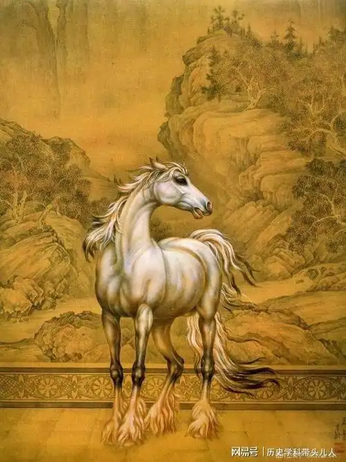 清代宫廷画家郎世宁的工笔乾隆八骏图