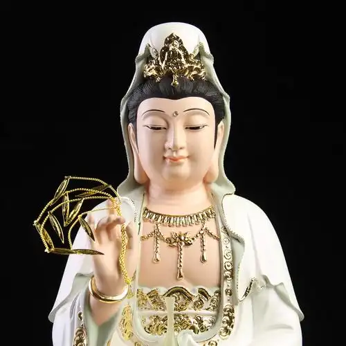 观音佛像摆件居家供奉家用树脂南海白衣观世音菩萨客厅保平安镇宅