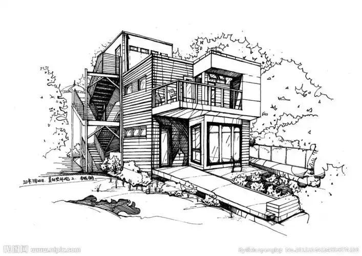别墅手绘设计图__建筑设计_环境设计_设计图库_昵图网nipic.com