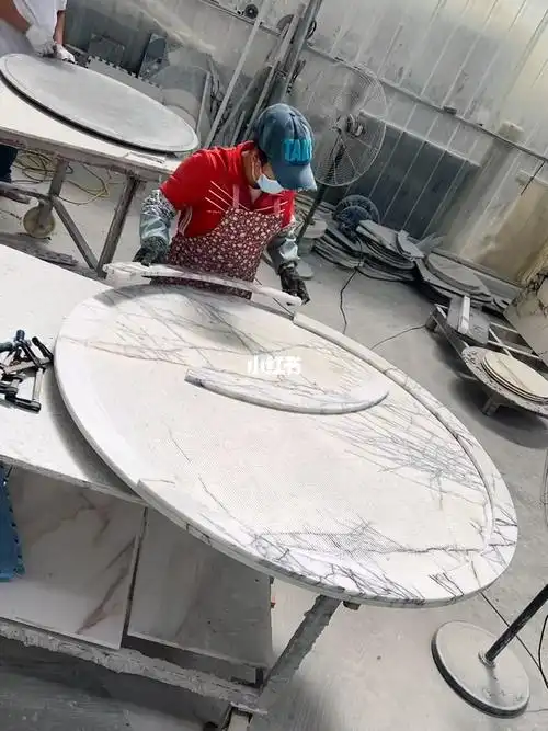 天然大理石香雪梅圆桌加工