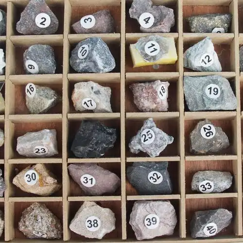 矿物岩石化石标本42种木盒小学地理地质矿石科普教学仪器