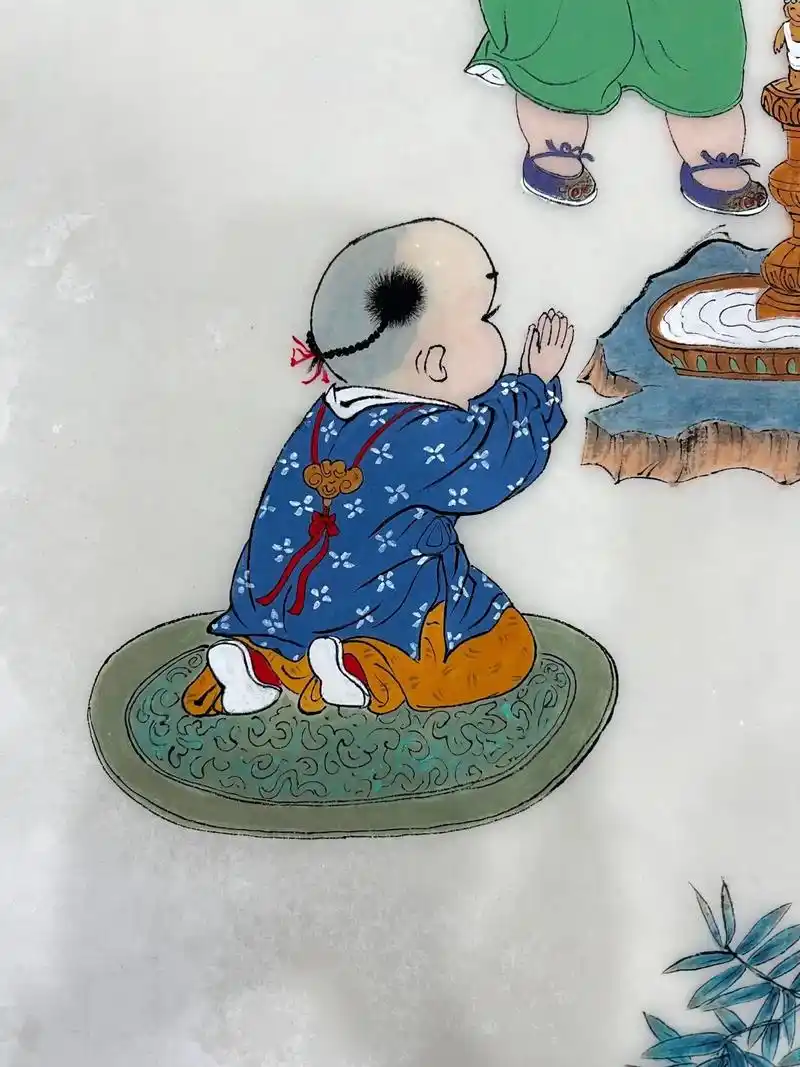 童心童画,带你走进画里.临摹朱正茂老师的(童子拜佛图) - 抖音