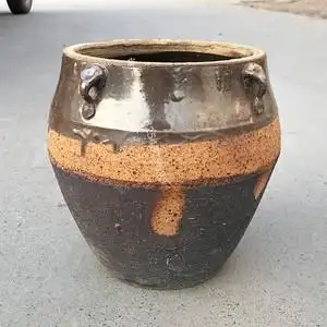 新品俗老物d件老坛子怀旧老农村咸菜坛子粗陶罐旧油盐坛子复古插