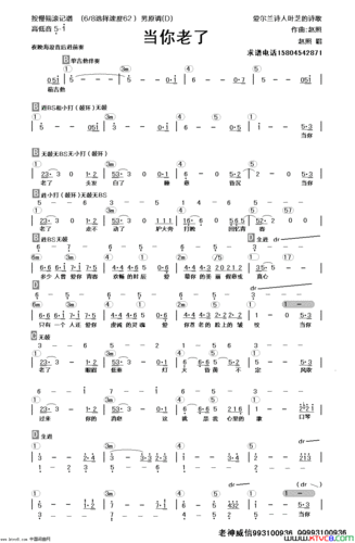 《当你老了12》简谱