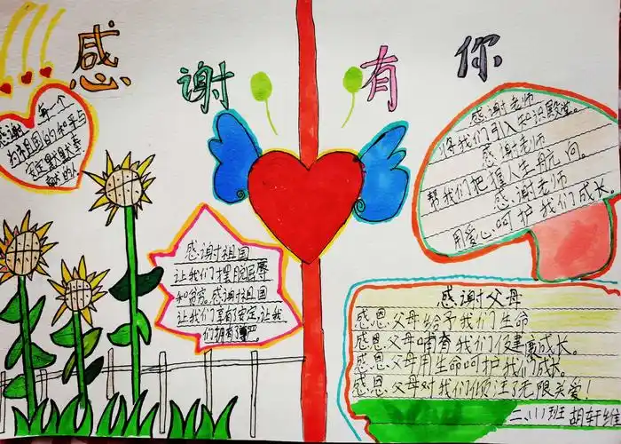 高新区第八小学——二年级一班书香中队感恩节手抄报集