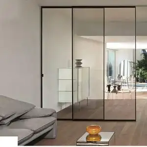 厨房推拉门三联动钢化玻璃移门铝合金阳台极窄吊轨客厅隔断门定制