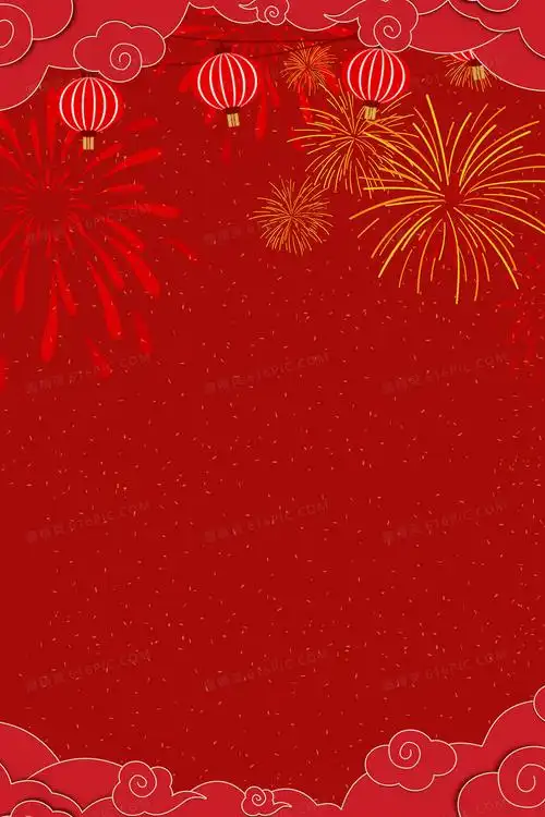 红色新年烟花庆祝背景