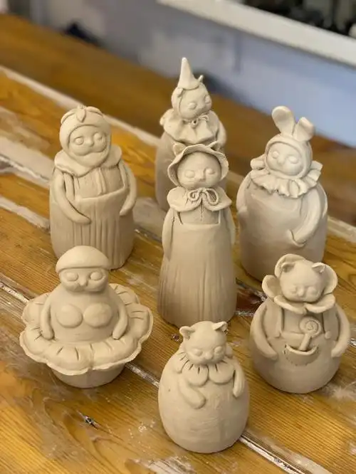 手工泥塑猫咪摆件