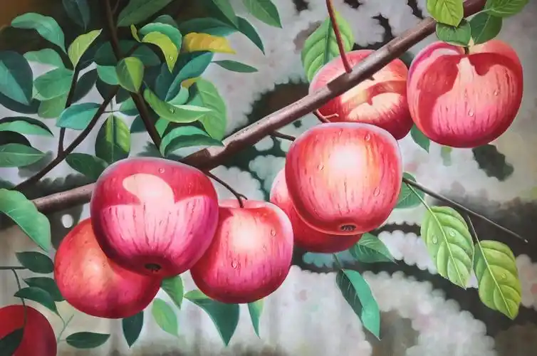 大漠胡杨油画作品《苹果》