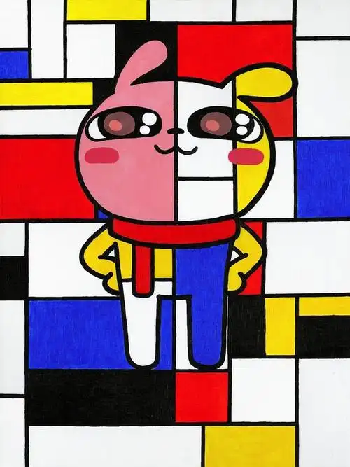 (7/8)红黄蓝构成,1930年,荷兰,彼埃·蒙德里安