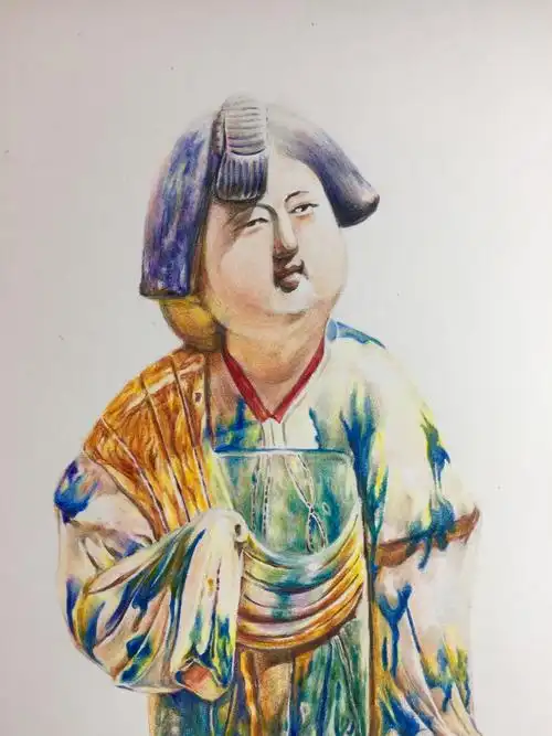 彩铅唐三彩仕女俑