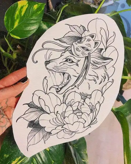 欧美风纹身手稿图案分享