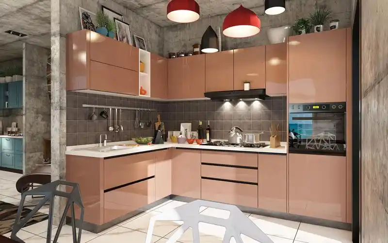 贝加尔湖香槟色烤漆橱柜,一个字,美!