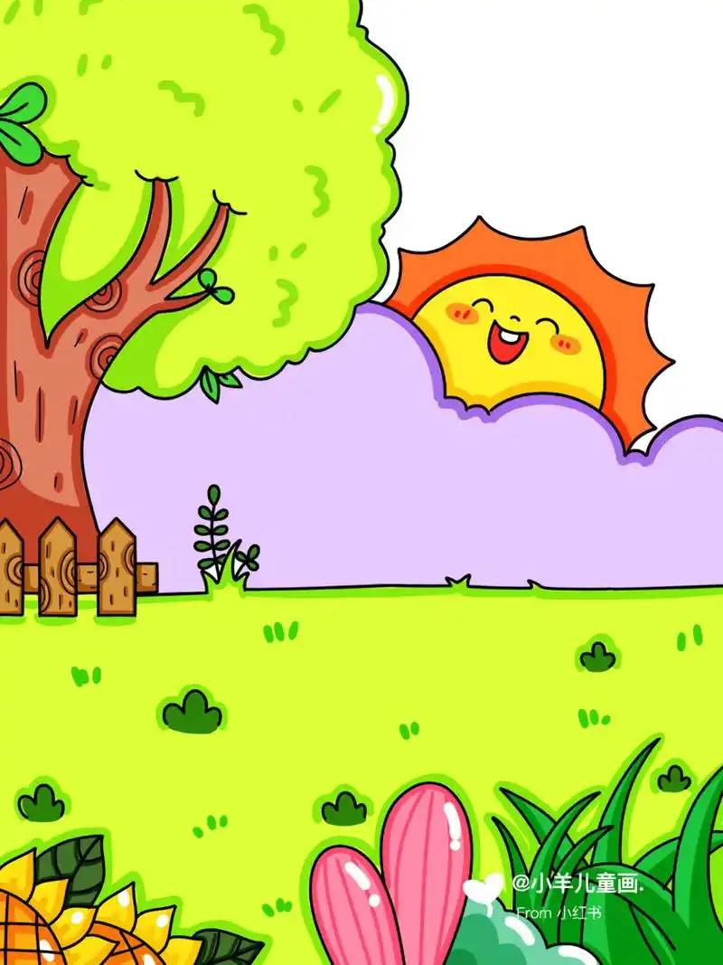 儿童画万能背景素材 春天主题画 #素材# #素材分享# #创意美术儿童画