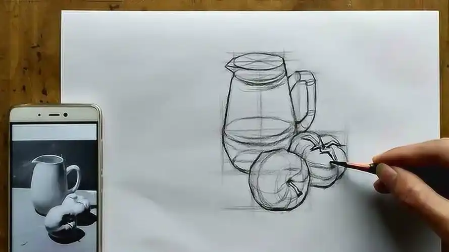 梅哥哥 三个静物组合结构素描绘画精简版