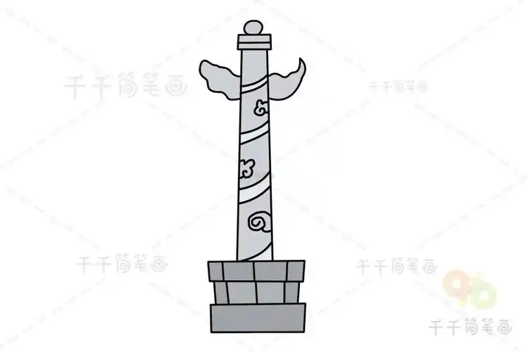 中国华表柱简笔画卡通建筑简笔画大全天安门华表柱简笔画怎么画华表柱