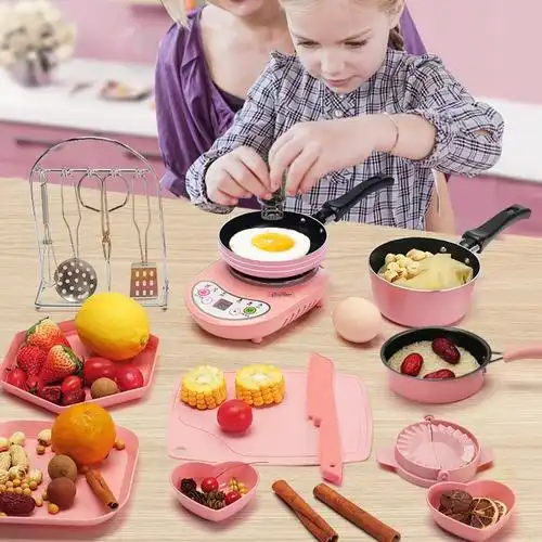 静蝉幽格迷你厨房真煮全套儿童玩具可真实做饭厨具小女孩童生日礼物
