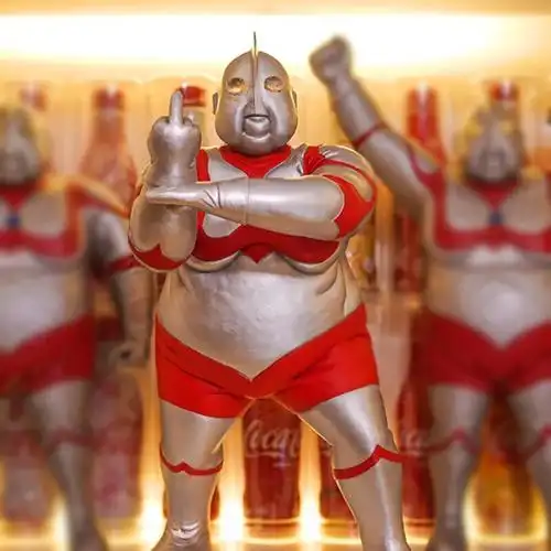 现货gk肥宅胖奥特曼退休自制q版可爱恶搞礼物摆件玩具模型 中指款25cm