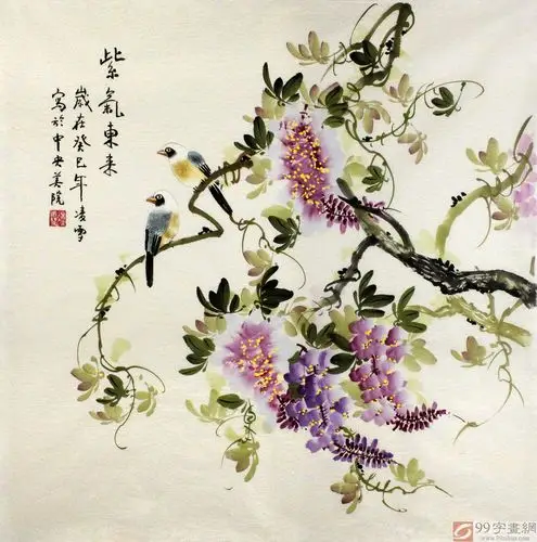 【已售】北京美协凌雪四尺斗方紫藤《紫气东来》